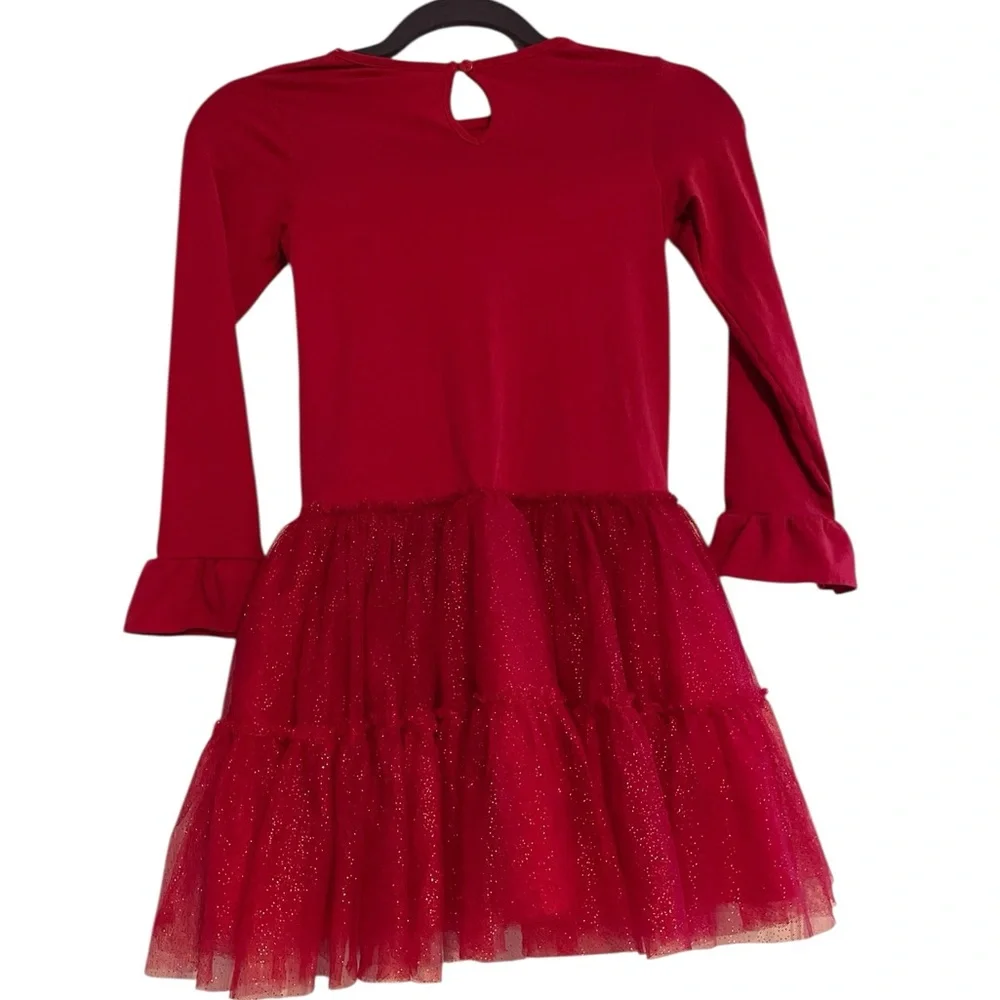 Counting Daisies Girls Size 8 Red Tulle‎ Christmas Dress Reindeer Holiday